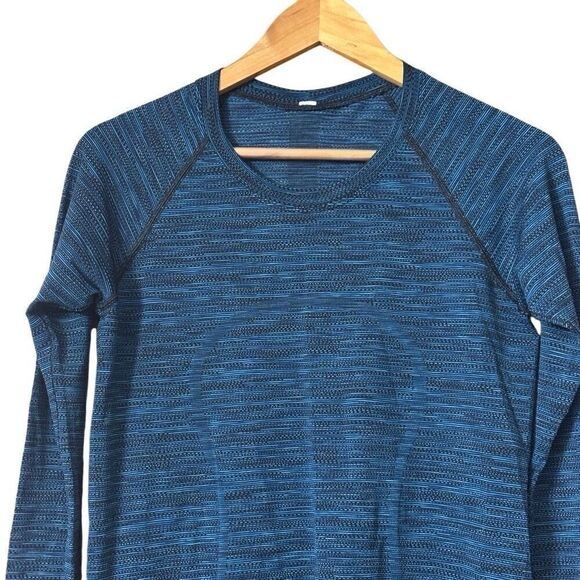 LULULEMON Swiftly Tech Long Sleeve Top Crew Running Heathered Blue size 10 - Picture 10 of 11
